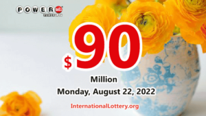Powerball 奖池在2022年8月22日的开奖中攀升至9,000万美元。